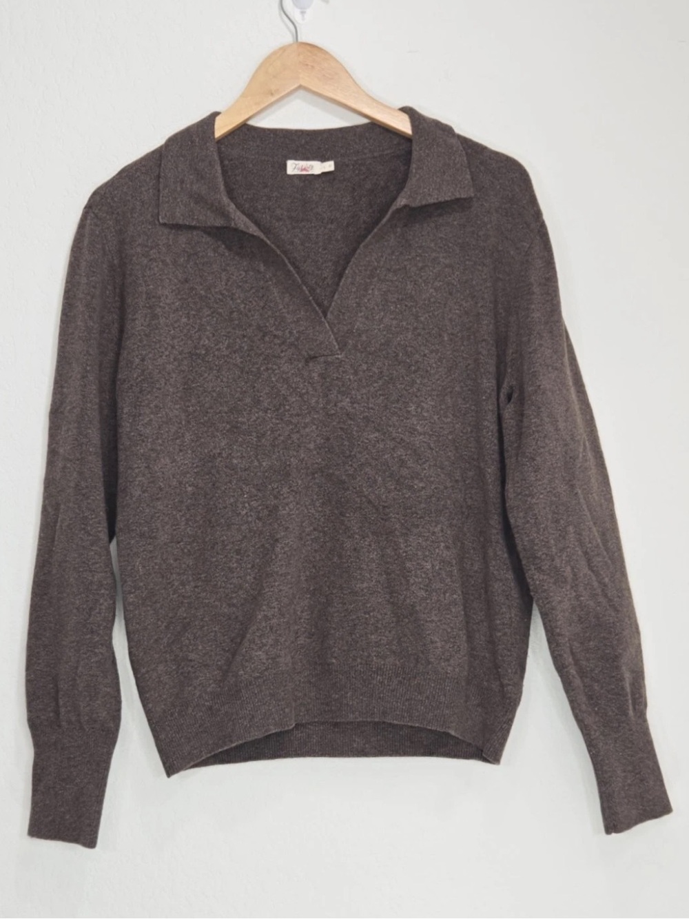 Faherty Jackson Sweater Polo Womens Brown Collared V Neck Preppy Size L